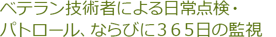 ベテラン技術者による日常点検・パトロール、ならびに３６５日の監視